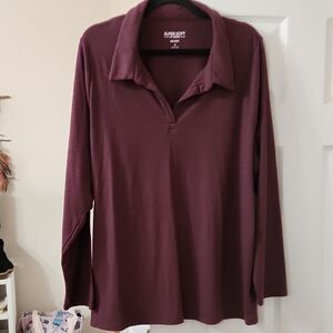 torrid Plum Collared Long-Sleeve Polo Top